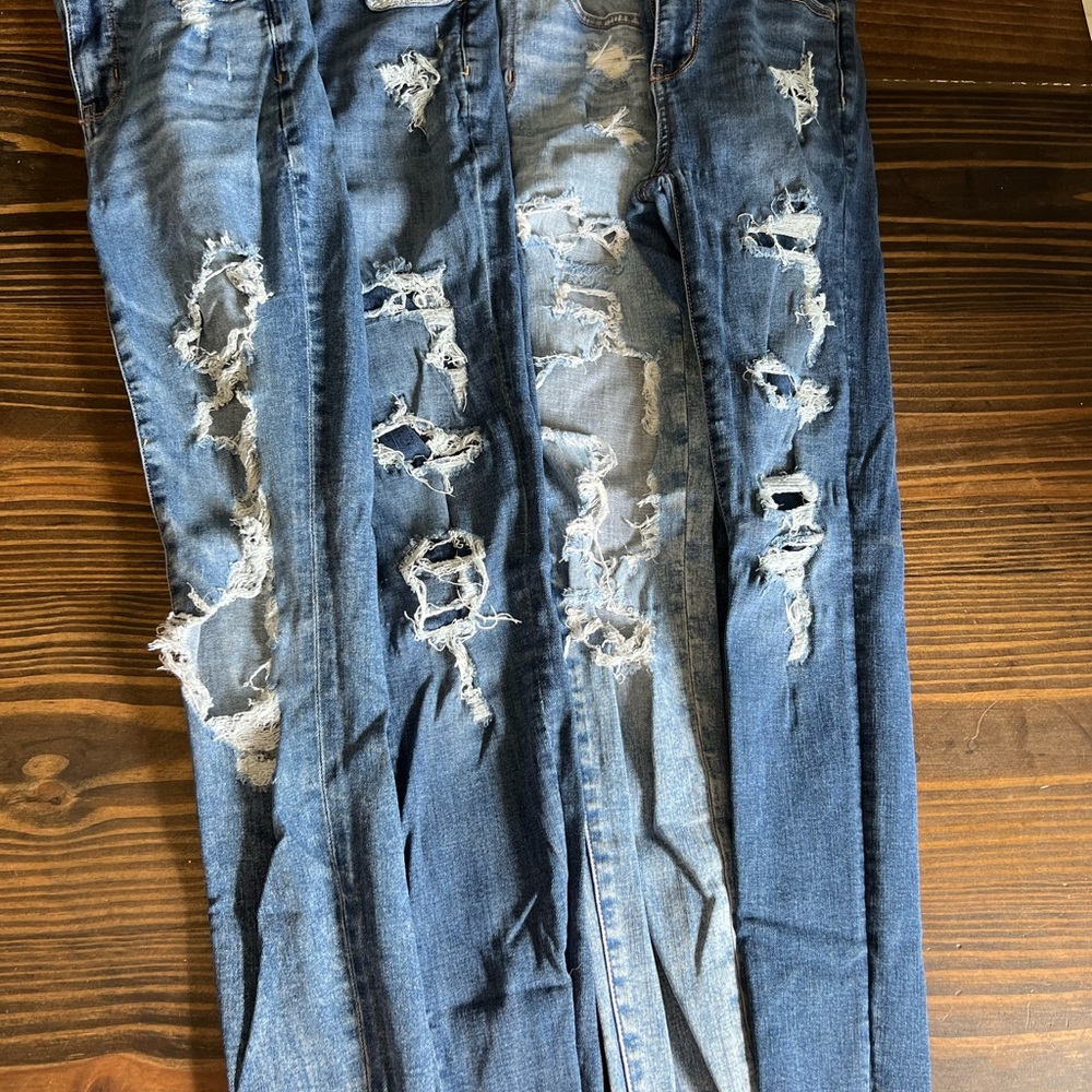 American Eagle Outfitters Blue Distressed Skinny Jeans Bundle- Size 2